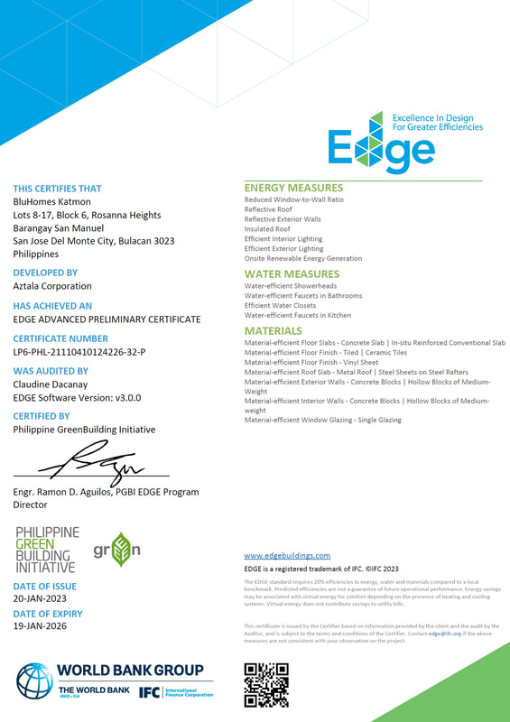 BluHomes Katmon EDGE Advanced Green Building Certificate